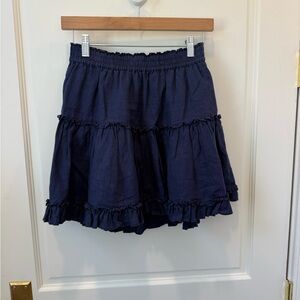 Navy Tiered Ruffle Mini Skirt - Women's